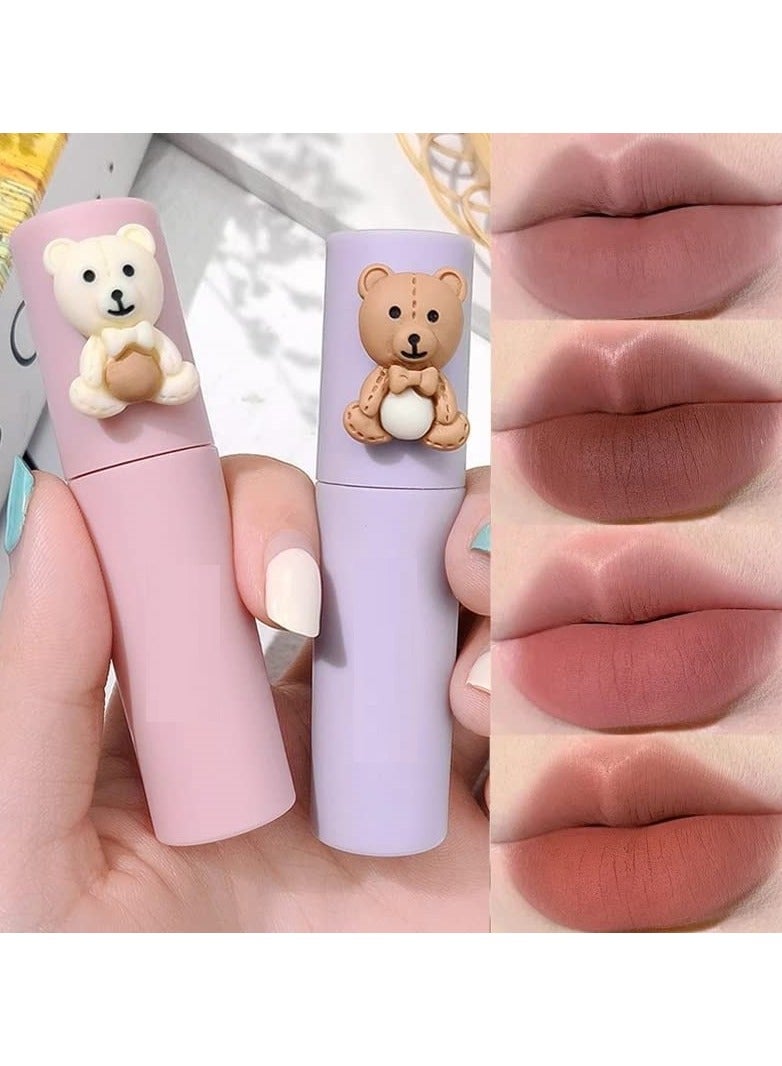 Long Lasting Matte Velvet Lip Gloss Waterproof Non-Stick Cup Lipstick for Lips and Cheeks Cute Bear Makeup - Image 2