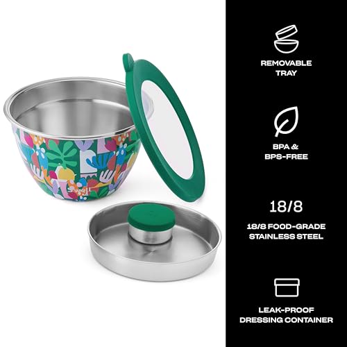 S'well S’well Stainless Steel 64oz Salad Bowl Kit, Paper Cutouts Design, Includes 2oz Mini Canister and Removable Tray, Leakproof, Easy to Clean, Dishwasher Safe - Image 3