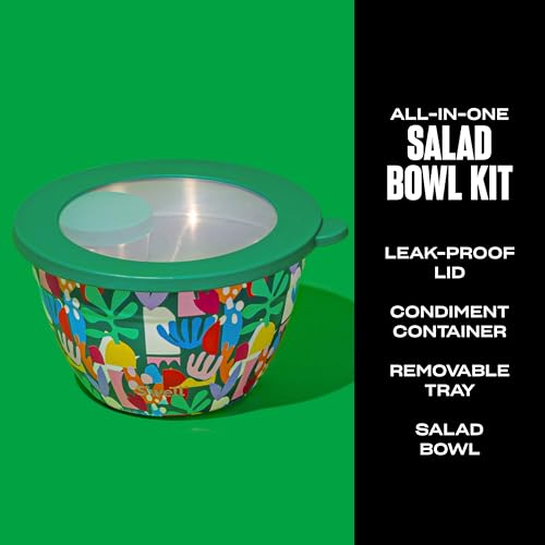S'well S’well Stainless Steel 64oz Salad Bowl Kit, Paper Cutouts Design, Includes 2oz Mini Canister and Removable Tray, Leakproof, Easy to Clean, Dishwasher Safe - Image 2