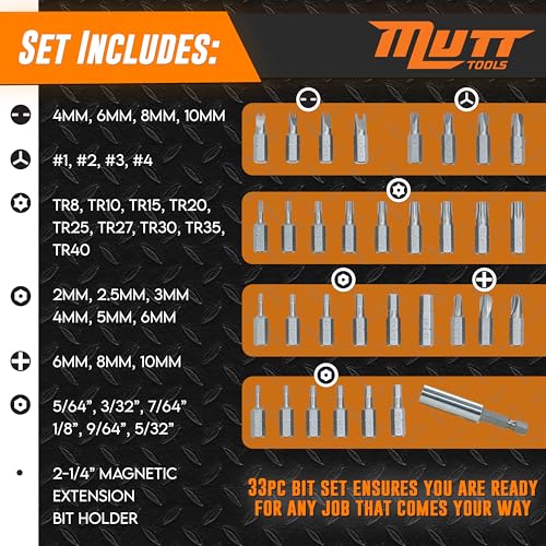 AMERICAN MUTT TOOLS Mutt Tools 33pc Security Bit Set - Complete Torx Security Screwdriver Set with Tamper Proof Bits - Star Bits, Hex, Spanner, Tri-Wing & Torq - Professional Security Torx Bit Set - Image 2