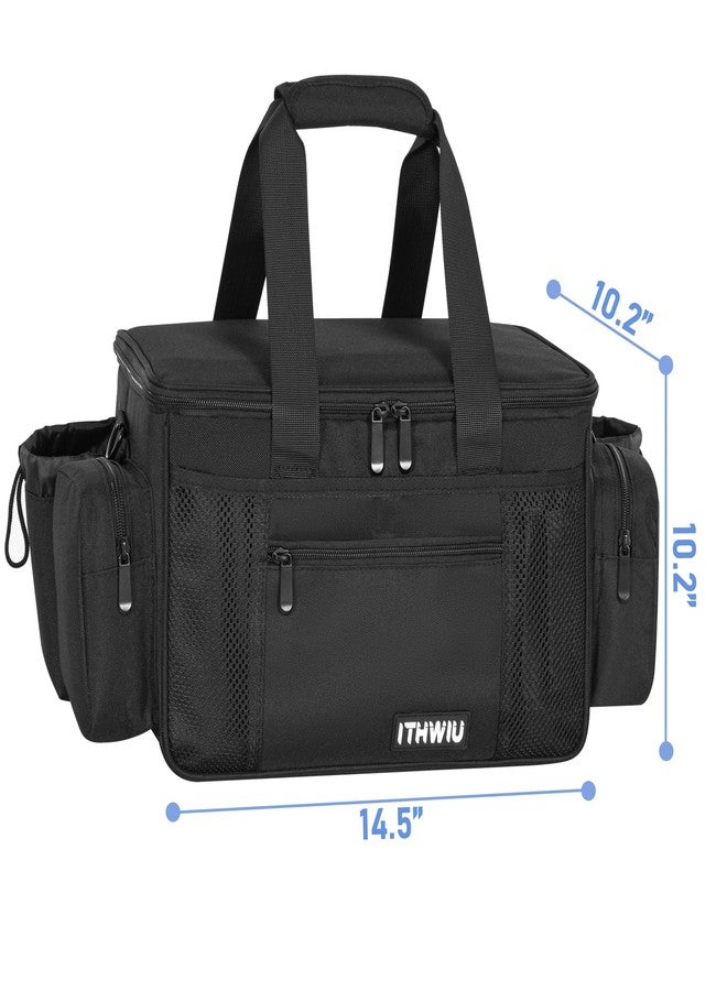 ITHWIU Disc Golf Storage Bag 14.5 X 10.2 X 10.2 Inch Large Capacity Can Hold 24+ Discs with Multi Side Pockets, Black - Image 2