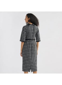 FAV Checked Shift Dress with Slit  - Image 3