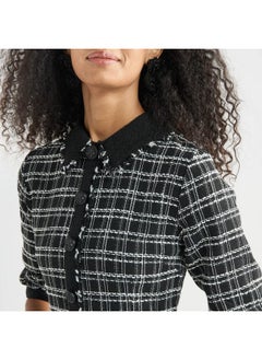 FAV Checked Shift Dress with Slit  - Image 4