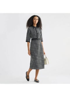 FAV Checked Shift Dress with Slit  - Image 2