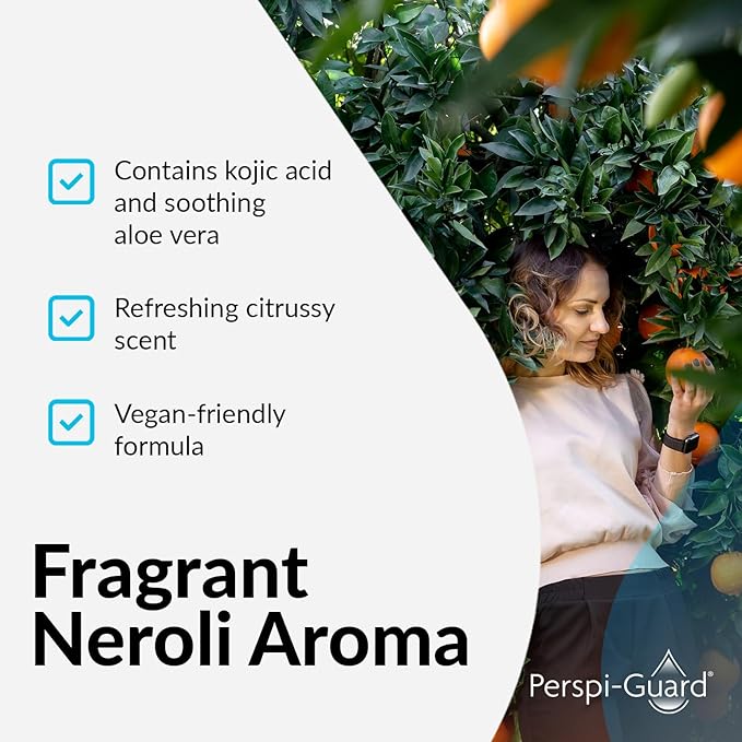 PerspiGuard Strong Antiperspirant and RollOn Deodorant with Neroli 48Hour Scented Deodorant for Men and Women to Prevent Sweating and Odours wAloe Vera and Kojic Acid