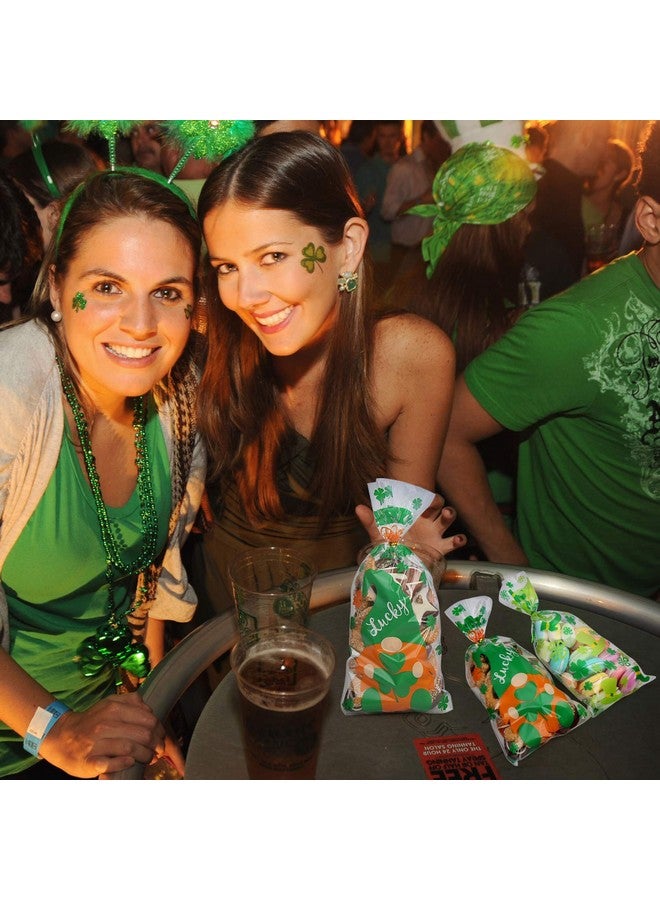 DIYASY St. Patrick'S Day Cellophane Candy Bags160 Pcs Treat Bags Shamrock And Leprechaun Hat Goodie Bags With 200 Twist Ties For Irish Day Party Favor - Image 5