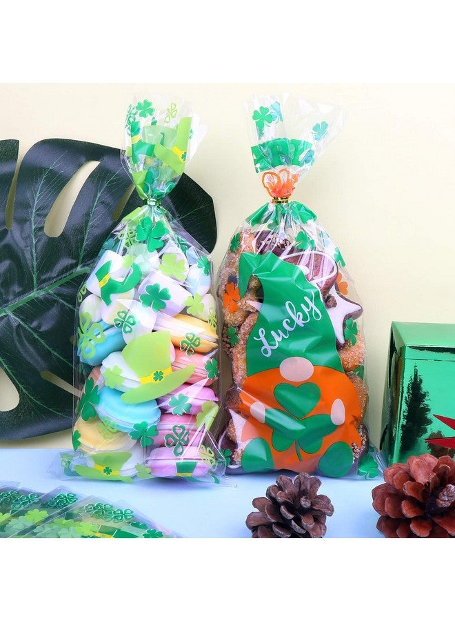 DIYASY St. Patrick'S Day Cellophane Candy Bags160 Pcs Treat Bags Shamrock And Leprechaun Hat Goodie Bags With 200 Twist Ties For Irish Day Party Favor - Image 4