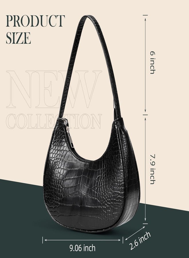 Suhatjia Shoulder Bags for Women Mini Clutch Purse with Zipper Closure,Classic Cute Hobo Tote Handbag, Crocodile - Image 4