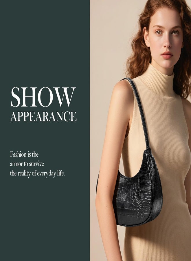 Suhatjia Shoulder Bags for Women Mini Clutch Purse with Zipper Closure,Classic Cute Hobo Tote Handbag, Crocodile - Image 2