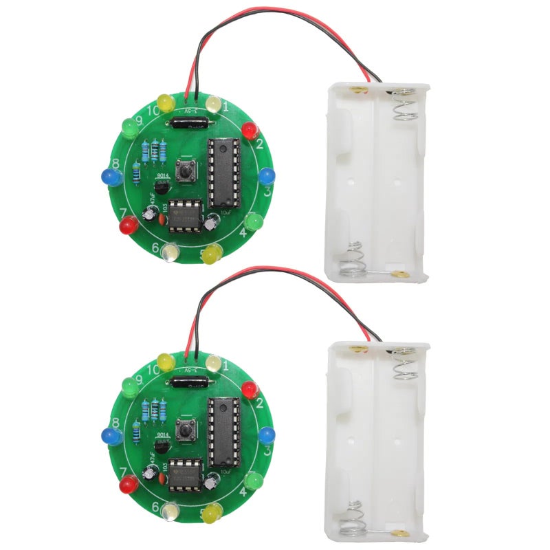 EGSCST 2PCS Soldering Practice Kit CD4017 NE555 DIY Lucky Wheel LED Light Circuit Board Solder Project for Electronics Beginners to Learn and Training - Image 2
