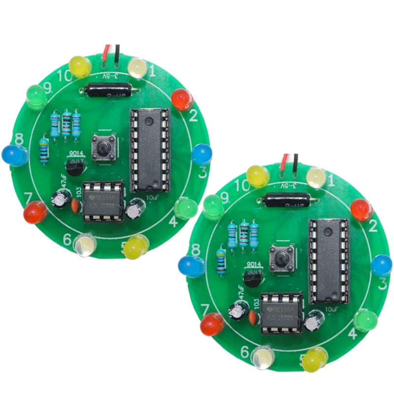 EGSCST 2PCS Soldering Practice Kit CD4017 NE555 DIY Lucky Wheel LED Light Circuit Board Solder Project for Electronics Beginners to Learn and Training - Image 1