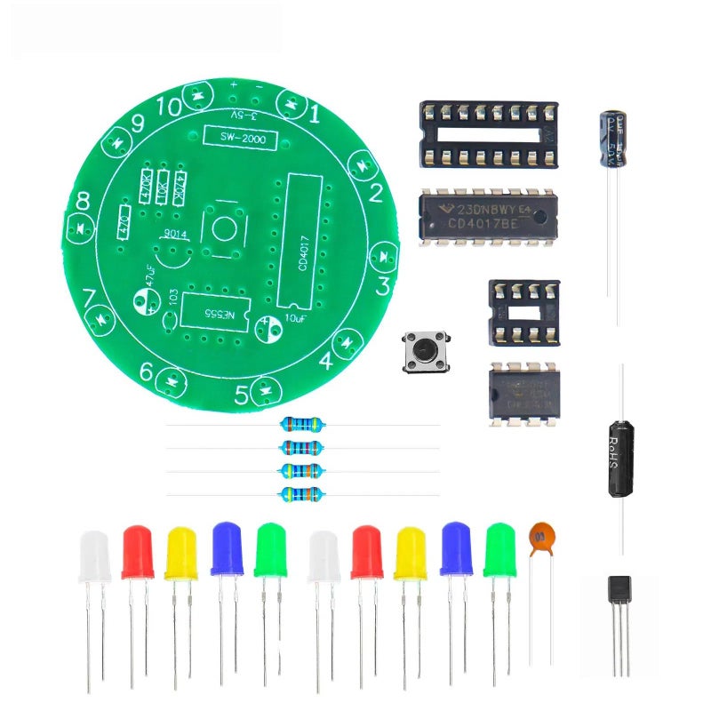 EGSCST 2PCS Soldering Practice Kit CD4017 NE555 DIY Lucky Wheel LED Light Circuit Board Solder Project for Electronics Beginners to Learn and Training - Image 3