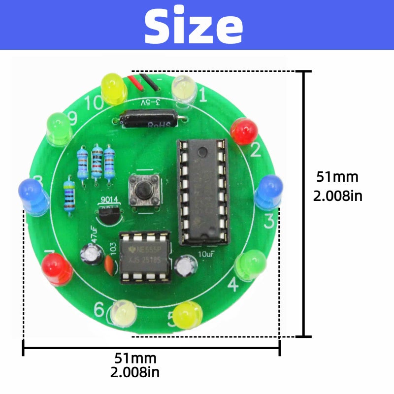 EGSCST 2PCS Soldering Practice Kit CD4017 NE555 DIY Lucky Wheel LED Light Circuit Board Solder Project for Electronics Beginners to Learn and Training - Image 5