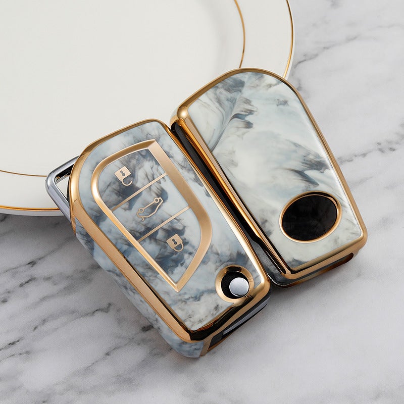 Generic Suitable for Toyota Key Case Corolla Lei Ling Reiz RAV4 Zhixuan CHR Highlander Car Buckle Bag for Men and Women Ink Jade 3 key 
