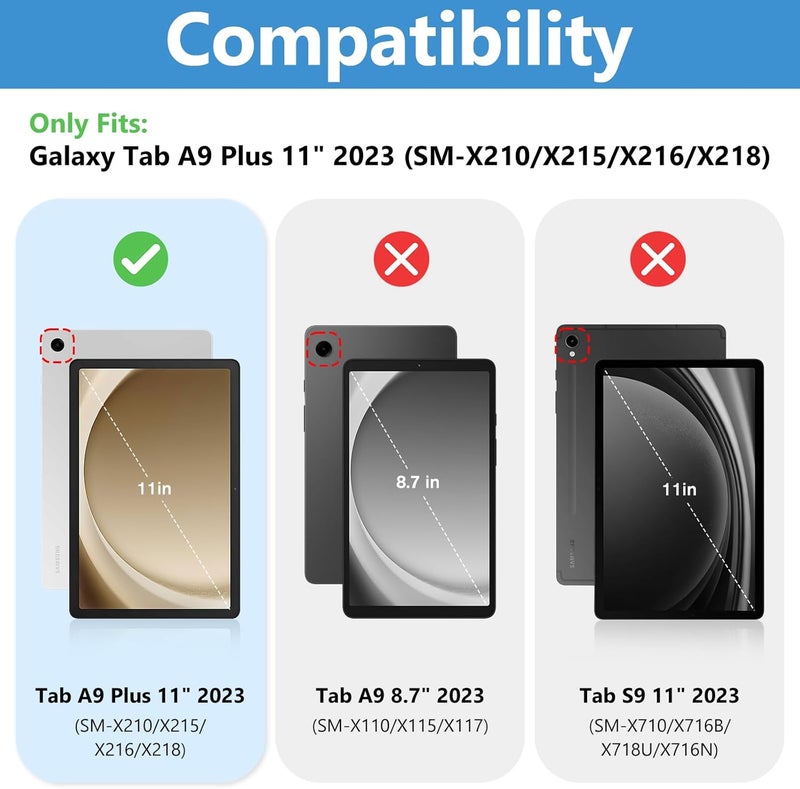 Procases Protective Case For Galaxy Tab A9 Plus 11 Inch 2023, Folio Smart Slim Stand Cover For Galaxy Tab A9+ Tablet Sm-X210/X215/X216/X218 -Black - Image 2