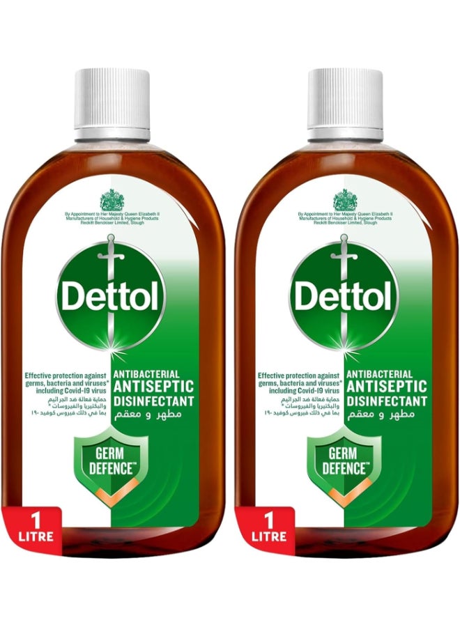 Dettol Antiseptic Antibacterial Disinfectant Liquid for Effective Germ Protection & Personal Hygiene, Used in Floor Cleaning, Bathing and Laundry, 2L (Packaging may vary) - Brown 2Count - Image 1