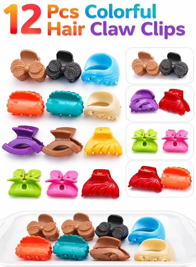 SPARSHIKA Geeta creation SPARSHIKA Mini Hair Claw Clips Multicolors Set for Women & Girl (Pack of 12) | Lightweight & Skin-Friendly | Strong Grip Small Hair Clips | Colorful Stylish Hair Accessories | - Image 4