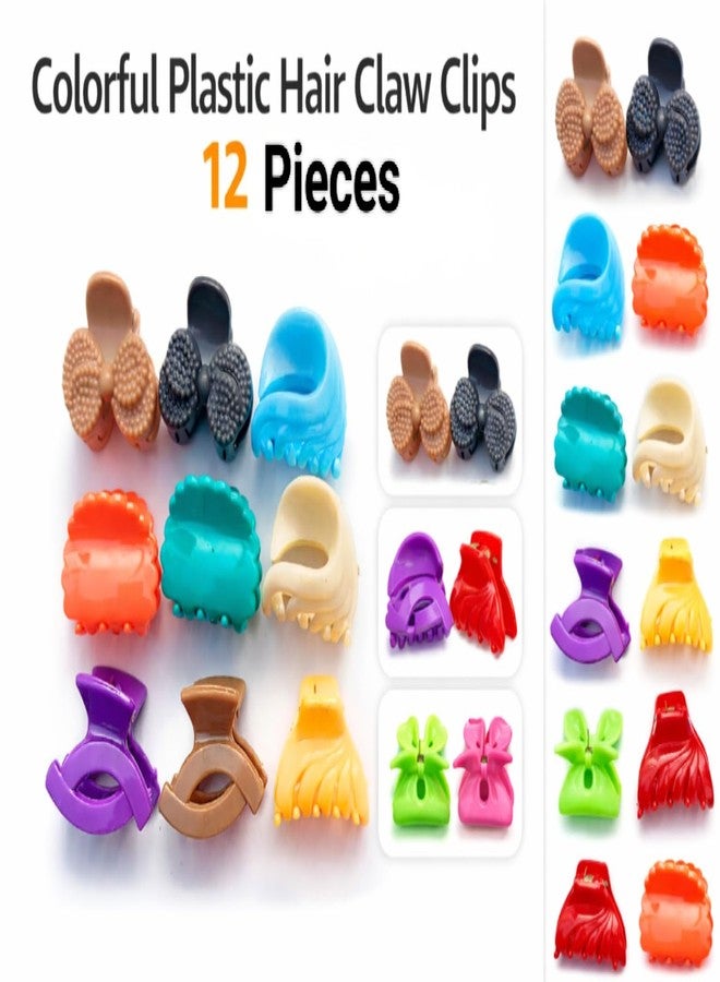 SPARSHIKA Geeta creation SPARSHIKA Mini Hair Claw Clips Multicolors Set for Women & Girl (Pack of 12) | Lightweight & Skin-Friendly | Strong Grip Small Hair Clips | Colorful Stylish Hair Accessories | - Image 5