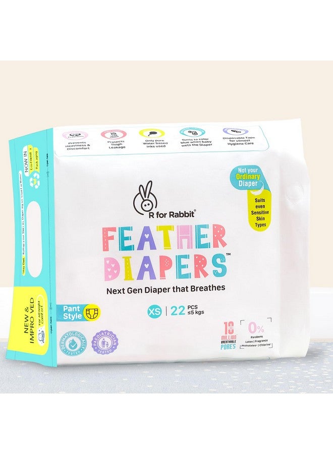 R for Rabbit Xs New Born Premium Feather Diaper Pant Style For Baby 0 To 5 Kgs (22 Combo Pack Offer)