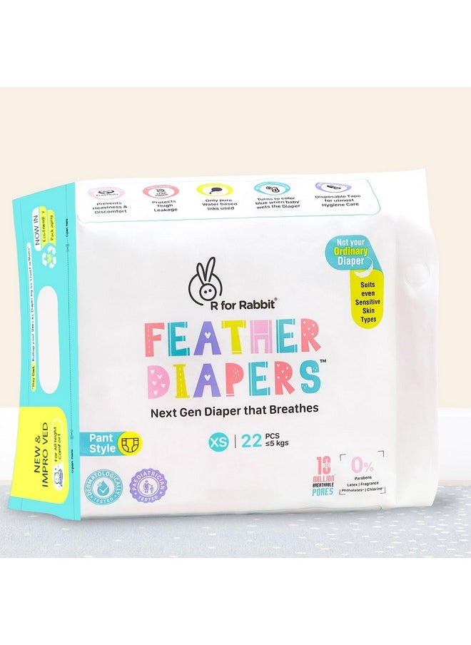 R for Rabbit Xs New Born Premium Feather Diaper Pant Style For Baby 0 To 5 Kgs (22 Combo Pack Offer)  - Image 1