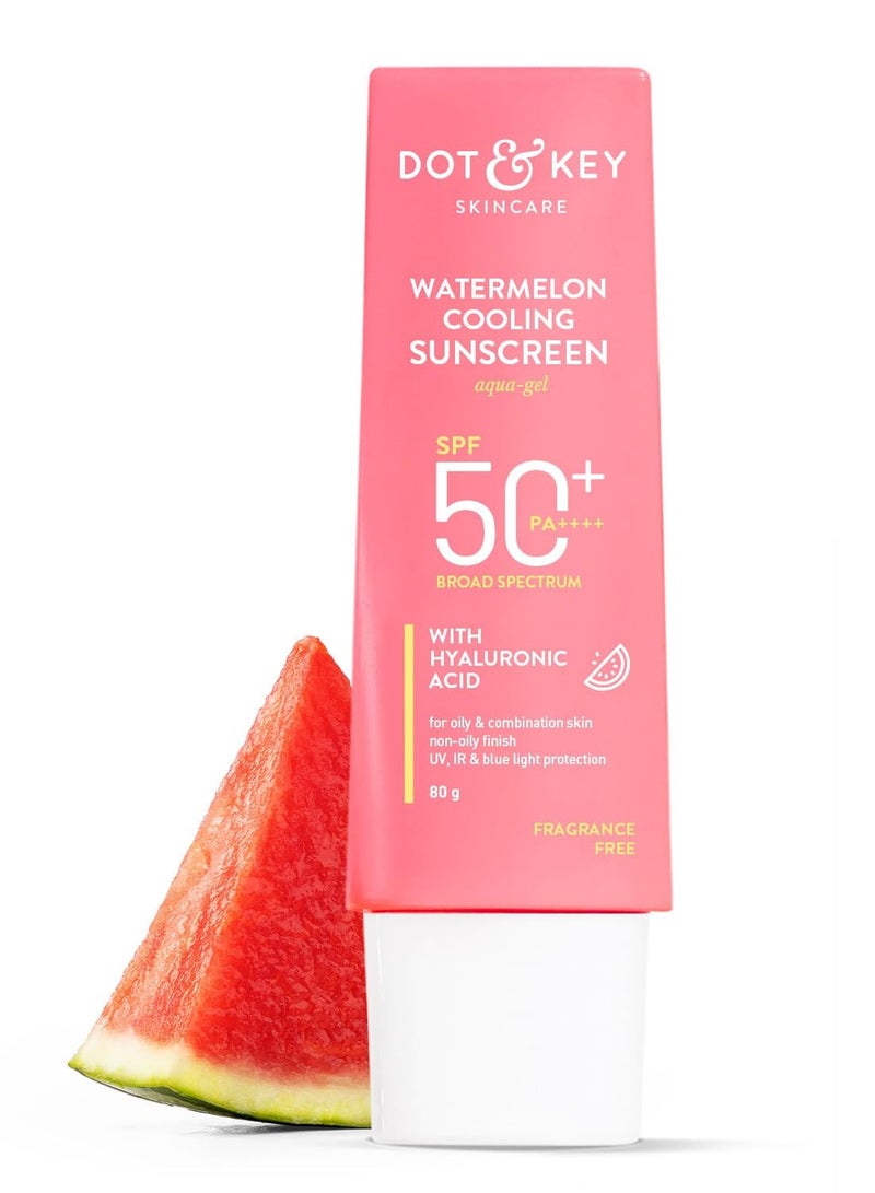 دوت آند كي واقي الشمس المنعش بالبطيخ SPF 50+ PA++++ | مع حمض الهيالورونيك، يبرد البشرة على الفور، ويوفر حماية واسعة النطاق | يتحكم في الزيوت الزائدة، ويتحقق من تسمير البشرة | لا يوجد قالب أبيض، لجميع أنواع البشرة | 80 جرام - Image 1