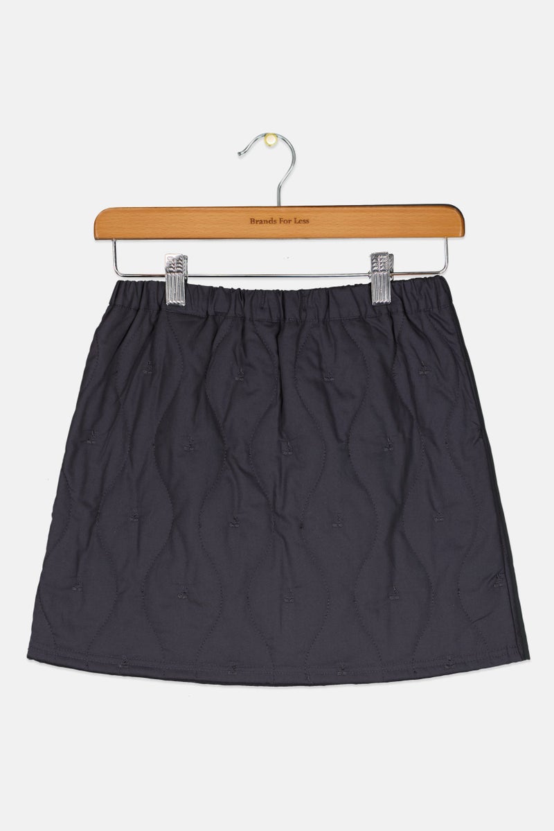 Reserved Kids Girl Embroidered Skirts, Dark Grey - Image 2