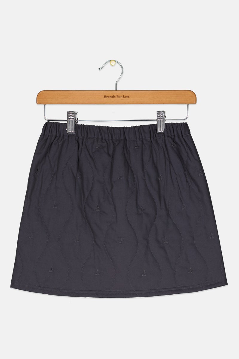 Reserved Kids Girl Embroidered Skirts, Dark Grey - Image 1