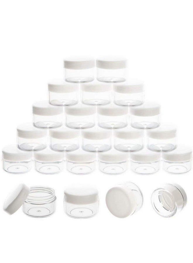 ZEJIA 5 Gram Sample Containers With Lids, Mini Makeup Containers, Empty Plastic Travel Cosmetic Containers With Labels(25 Count, White Lid) - Image 1