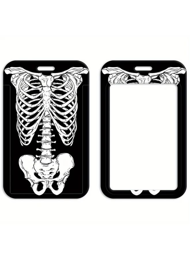 Skeleton Skull Credential Holder Lanyard Key Strap Card Badge Gym Keychain Halloween Gift - Image 3