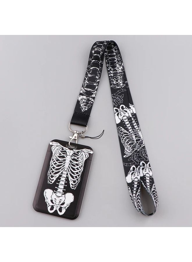 Skeleton Skull Credential Holder Lanyard Key Strap Card Badge Gym Keychain Halloween Gift - Image 1