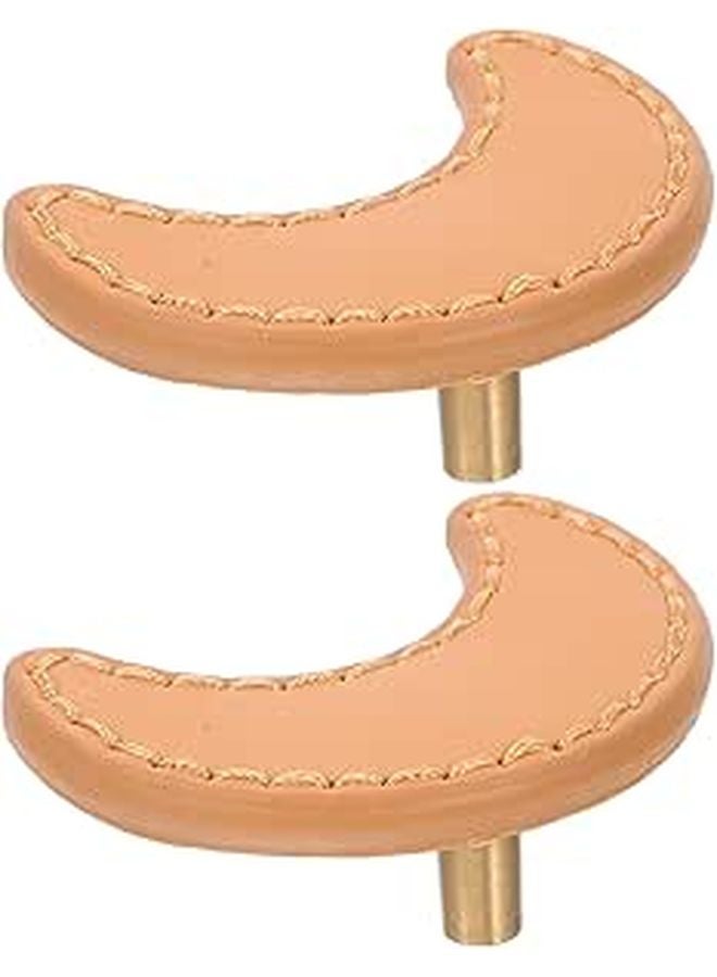 2pcs Moon Shape Cabinet Pulls Leather Drawer Handles For Wardrobe Door Hardware - Image 1