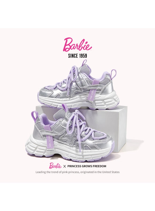 Barbie Girls' Spring And Autumn Sports Shoes Outdoor Casual Soft Sole Dad Shoes Da6913 Silver Size 36 - Image 2