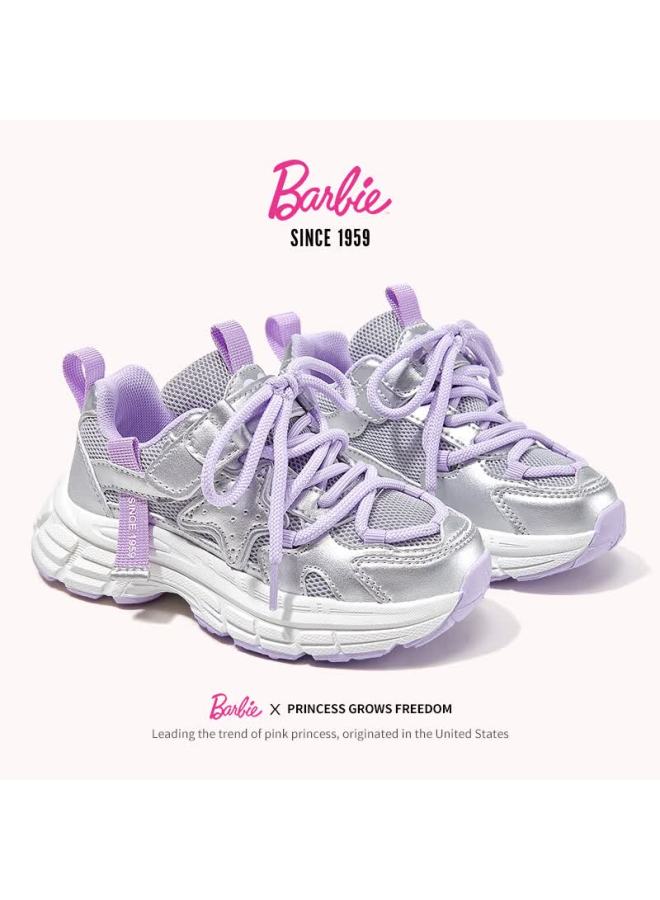 Barbie Girls' Spring And Autumn Sports Shoes Outdoor Casual Soft Sole Dad Shoes Da6913 Silver Size 36 - Image 1