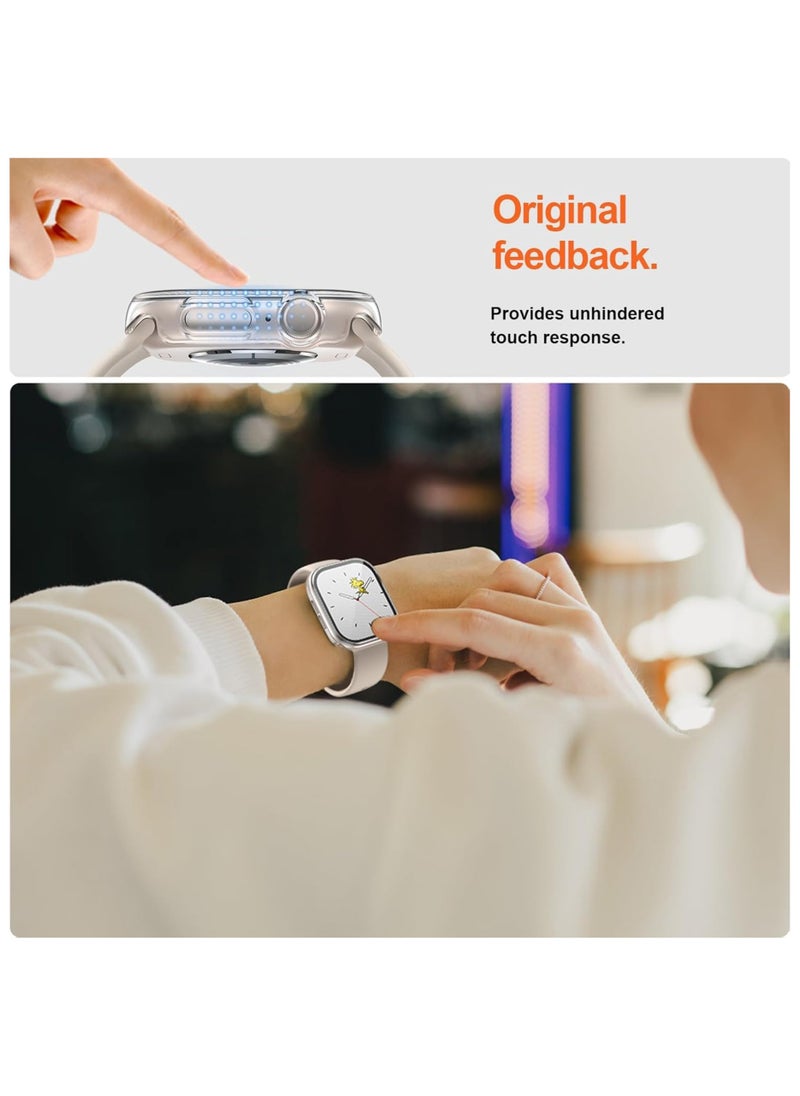 ولديك حافظة Apple Watch Series 10 مقاس 46 مم مع واقي شاشة من الزجاج المقوى، وغطاء حماية نحيف ممتص للصدمات بتغطية كاملة من البولي كربونات الصلب لجهاز iWatch 10 (شفاف، 46 مم)  - Image 3