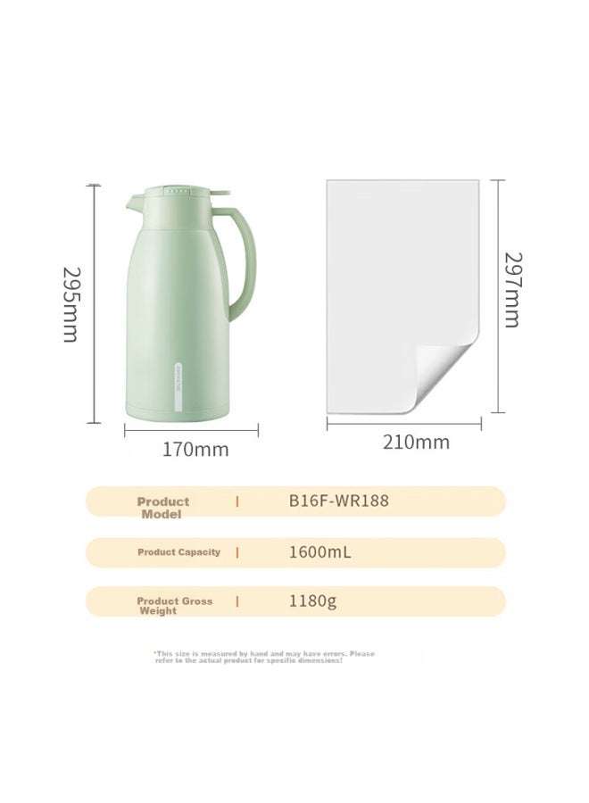 Joyoung Insulated Thermos, Large Capacity For Home Use, Glass Inner Liner, Hot Water Bottle For Students' Dormitory, 1.6l - Image 1