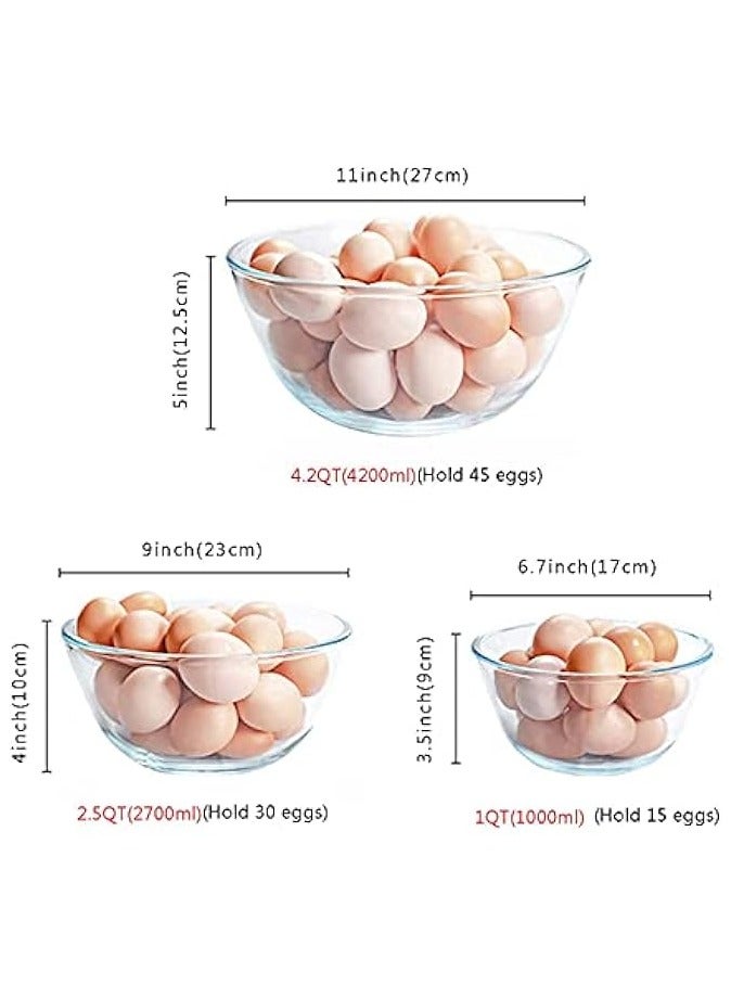Green Tiger Glass Mixing Bowl Set of 3 for Kitchen, Baking, Prepping, Serving, Cooking 1.1QT, 2.5QT, 4.2QT Large Salad Bowl Set, High Brosilicate Bowl Set, Stackable, Non-toxic, Microwavable, Great Gift - Image 2