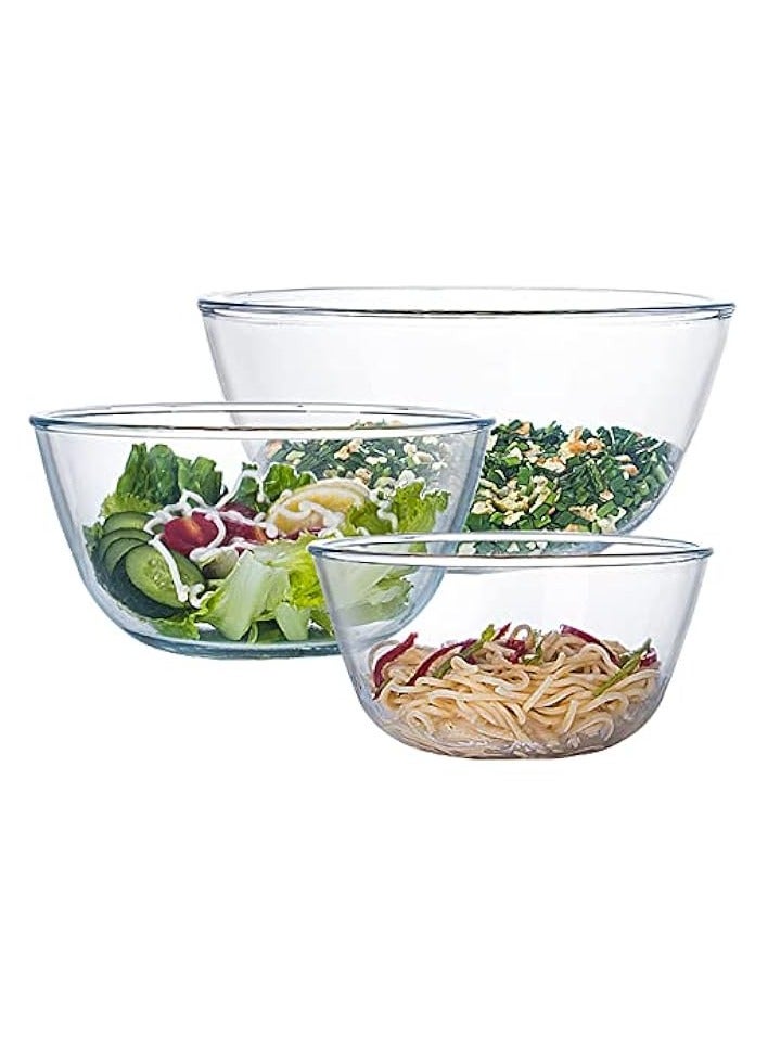 Green Tiger Glass Mixing Bowl Set of 3 for Kitchen, Baking, Prepping, Serving, Cooking 1.1QT, 2.5QT, 4.2QT Large Salad Bowl Set, High Brosilicate Bowl Set, Stackable, Non-toxic, Microwavable, Great Gift - Image 1