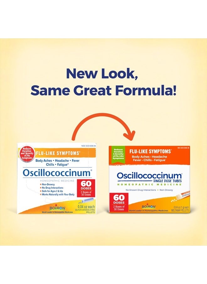 Boiron Oscillococcinum For Relief From Flu Like Symptoms Of Body Aches Headache Fever Chills And Fatigue 60 Count 2 Pack Of 30  - Image 2