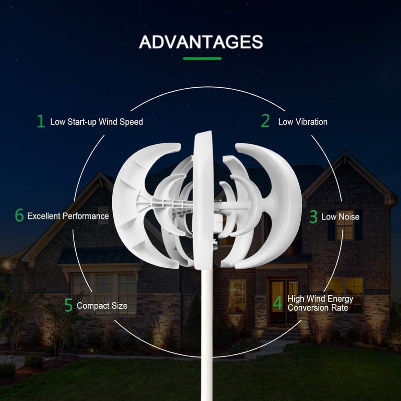 12V 1200W Wind Generator with Charger Controller 5-Blade Mini Turbine Kit Clear Energy Windmill for Home, Highways, Boats Outdoor Renewable Power Solution - Image 5