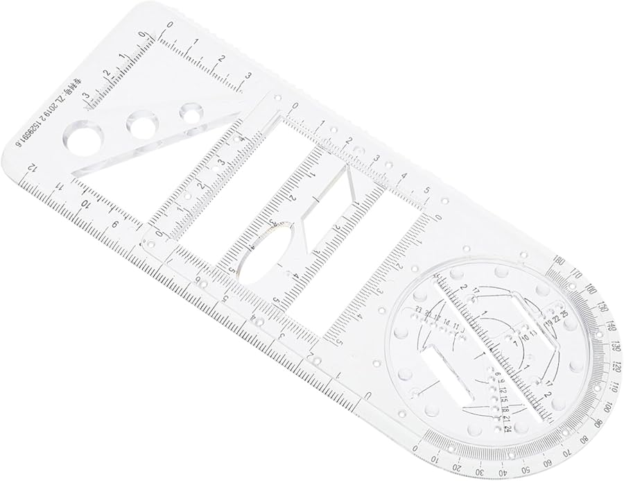 Geometry Scale Ruler Generic Multipurpose Geometric Ruler Drawing Tool with Scale for School ...
