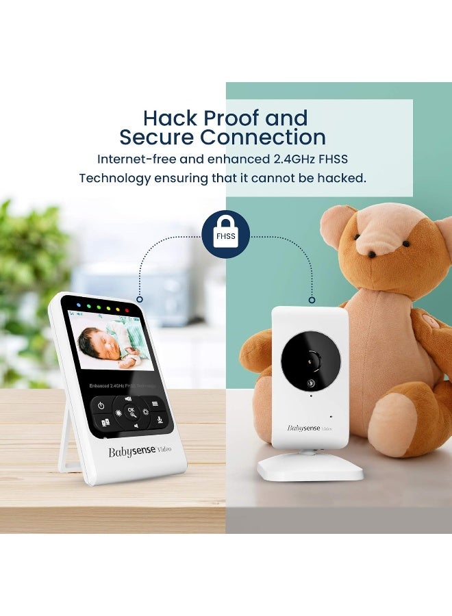 Babysense New Video Baby Monitor with Camera and Audio, Supplied with Two Cameras, Long Range, Room Temperature, Infrared Night Vision, Two Way Talk Back, Lullabies and White Noise, Model V24R_2 - Image 2
