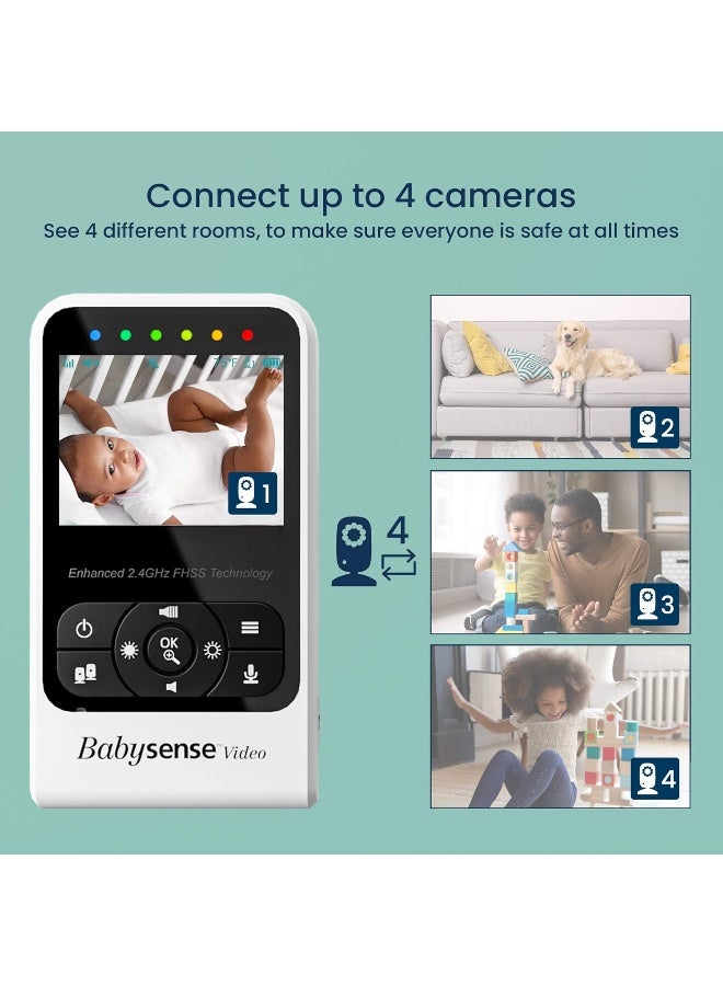 Babysense New Video Baby Monitor with Camera and Audio, Supplied with Two Cameras, Long Range, Room Temperature, Infrared Night Vision, Two Way Talk Back, Lullabies and White Noise, Model V24R_2 - Image 5