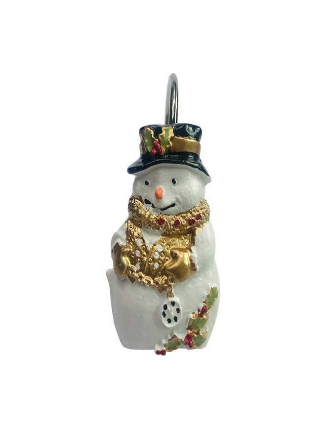 Twofishes Home Fashion Snowman Shower Curtain Rings S/12 Decorative Anti Proof Christmas Snowman Shower Curtain Hooks Pack of 12 - Image 4