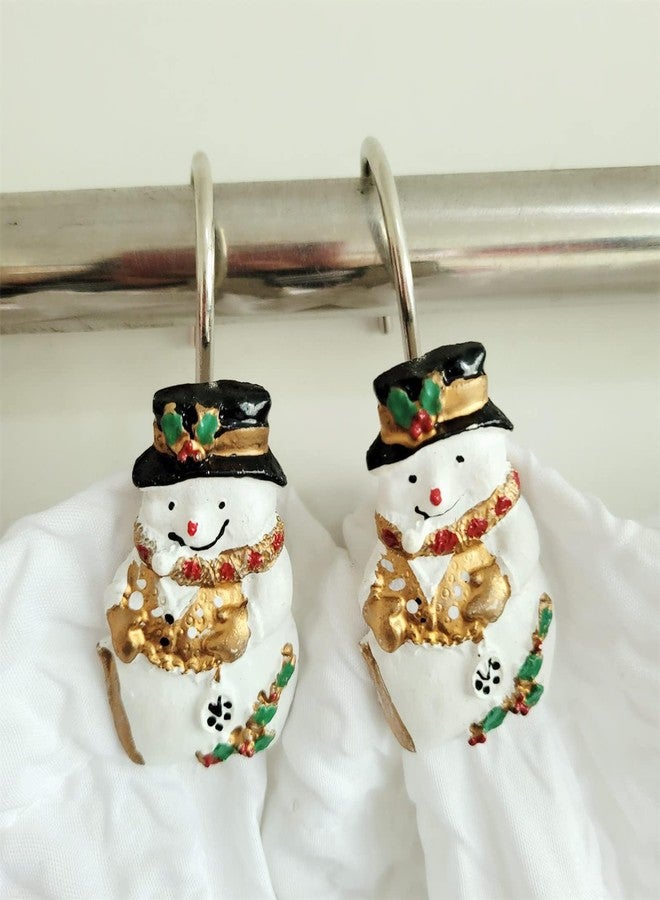 Twofishes Home Fashion Snowman Shower Curtain Rings S/12 Decorative Anti Proof Christmas Snowman Shower Curtain Hooks Pack of 12 - Image 2