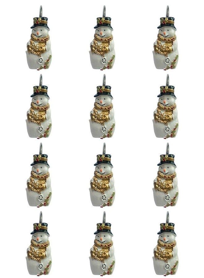 Twofishes Home Fashion Snowman Shower Curtain Rings S/12 Decorative Anti Proof Christmas Snowman Shower Curtain Hooks Pack of 12 - Image 5
