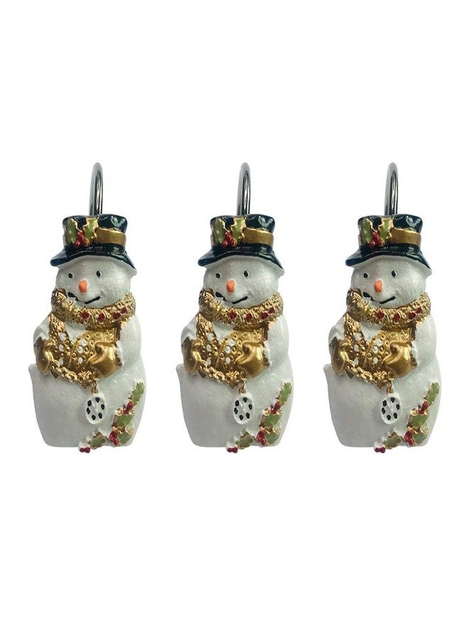Twofishes Home Fashion Snowman Shower Curtain Rings S/12 Decorative Anti Proof Christmas Snowman Shower Curtain Hooks Pack of 12 - Image 3