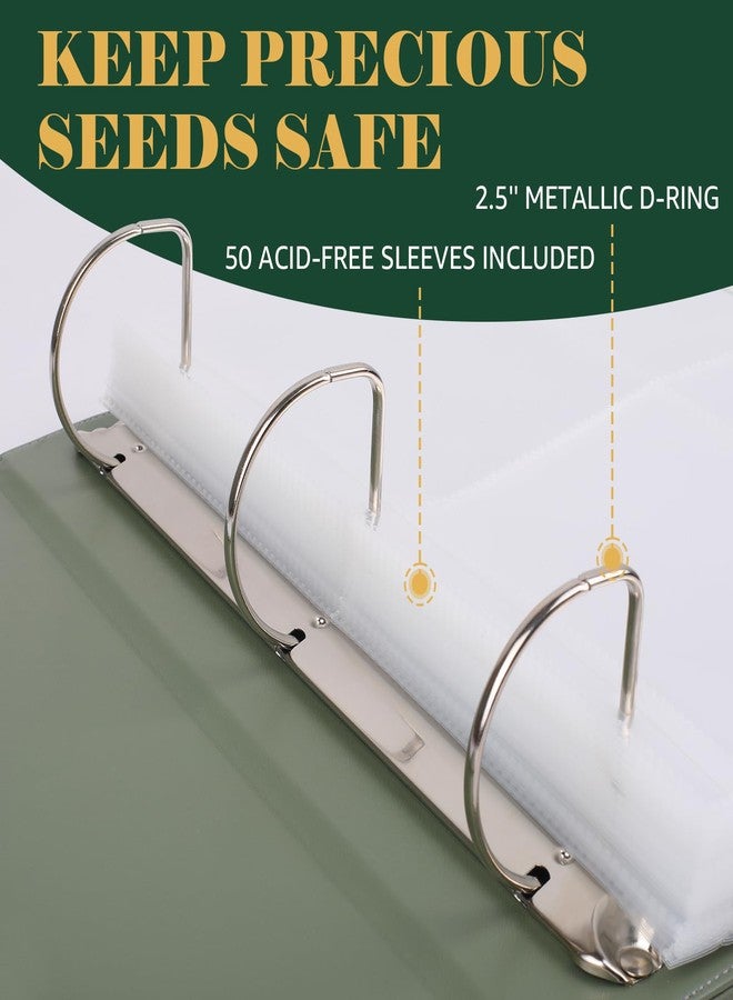 HYRAUL Seed Storage Organizer, Binder with 50 Pack Sheet Protectors That Stores 200 Seed Envelopes, PU Leather Cover, 2.5" D-Ring Binder, Gift for Garden Lover - Image 4