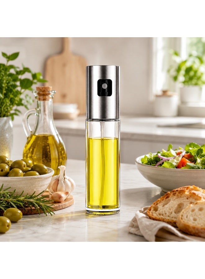 zoba Glass kitchen oil sprayer with a fine mist, stainless steel lid, refillable for oil, vinegar, and sauces; suitable for grilling, salads, and air fryers. - Image 5