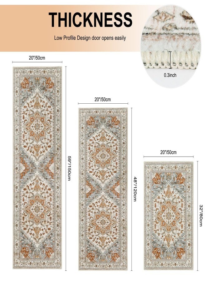 Yamaziot Boho Washable Kitchen Rugs Sets of 3, Non Slip Kitchen Mats for Floor with Rubber Backing, Waterproof & Stain Resistant Thick Carpet Runner Throw Rug for Kitchen, Laundry Room, Hallway - Image 2