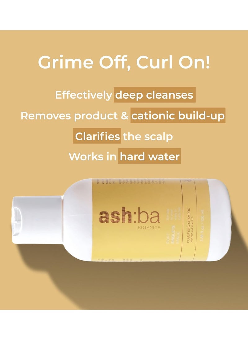 Ashba Botanics Clarifying Shampoo for Women & Men with Curly & Wavy Hair | Hard Water Expert To Deeply Cleanse, Remove Buildup & Exfoliate Scalp | with Vitamin C & Natural AHAs | Sulphate Free 100 ml  - Image 2
